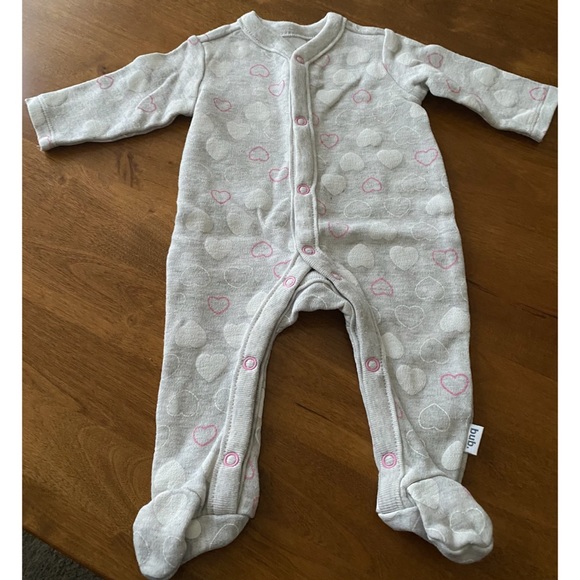 Target Tiny Baby Bodysuit Grey White & Pink - Picture 4 of 12